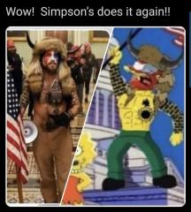 Wow Simpsons does it again - horned man at protests stormed DC capitol