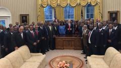 President Trump in the oval office with black educators