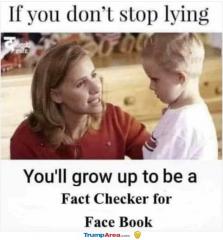 Stop lying child or you will end up being a facebook fact checker some day