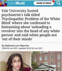 Yale hosted liberal whack job who dreams of shooting white people