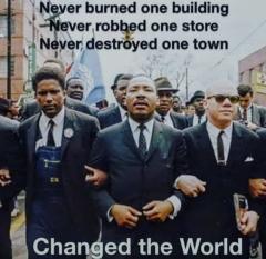 MLK Jr never burned a building robbed a store destroyed a town