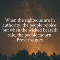 when the righteous are in authority the people rejoice bible verse