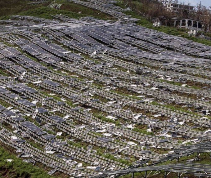 What hurricanes do to solar panel fields