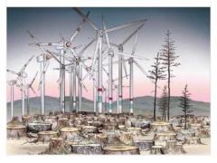Beautiful Green Energy WindMills - cartoon