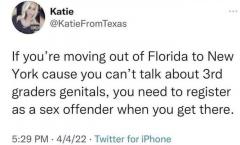 To everyone who threatened to move to NY from FL after Parental Rights Protection bill against sexualizing small children