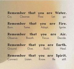 Remember that you are earth air fire water and spirit