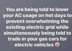 Lower your ac to preserve electricy but go buy electric cars
