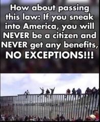 if you enter usa illegally you can not be a citizen or get benefits