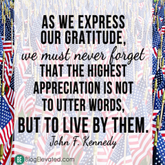 grattitude for memorial day John F Kennedy quote