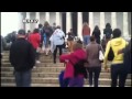 People Storm Barricades At Lincoln Memorial