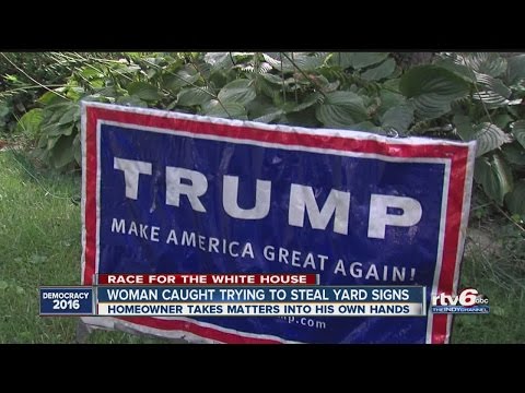 Instant Karma for would be Trump yard sign theif