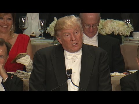Trump roasts Clinton at Al Smith charity dinner