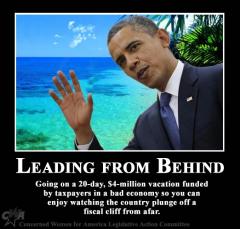 Leading From Behind, Obama Takes 4 Million Dollar Vacation While Nation Falls Off Fiscal Cliff