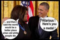 Obama gave Oprah a medal for saying old white people should die