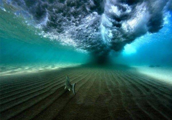 under the wave in Hawaii