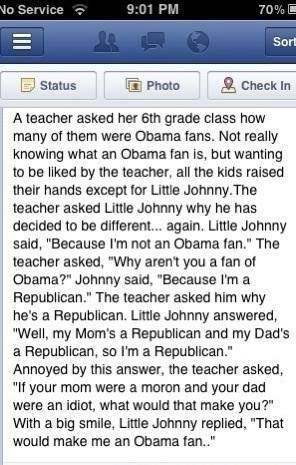 Why Little Johnny Was Not an Obama Fan