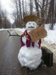 Snowman Hitch Hiking to Florida