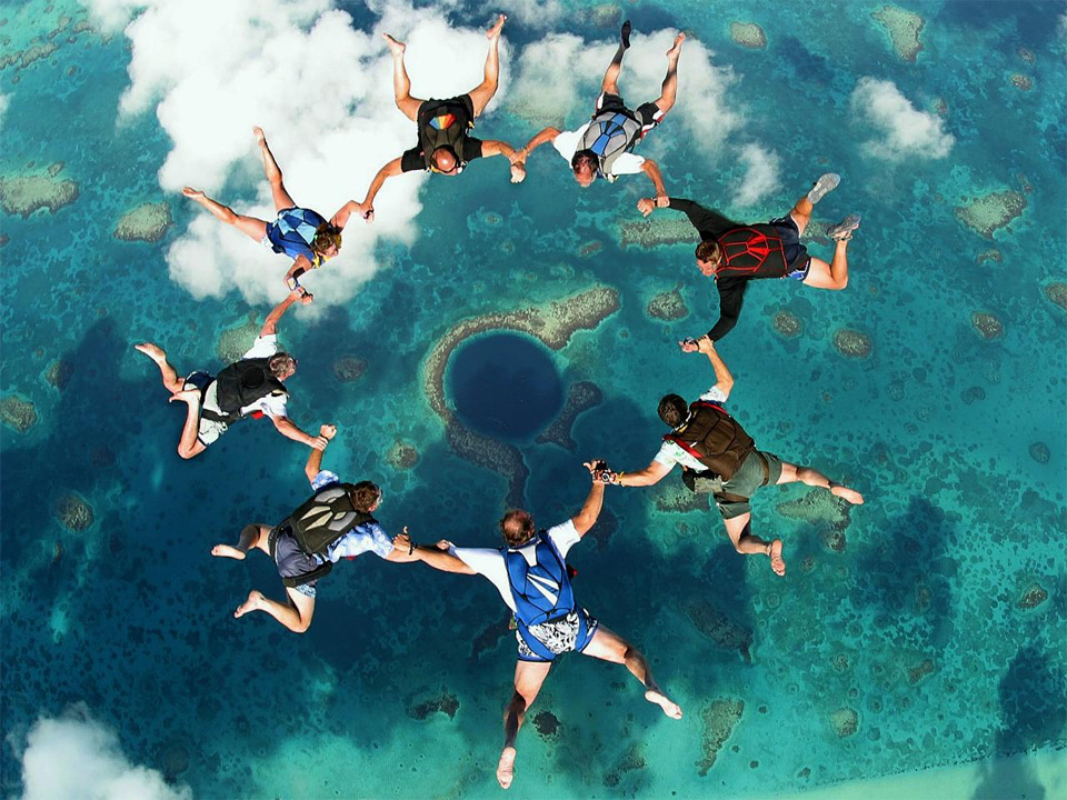 Skydiving over the great blue hole Belize