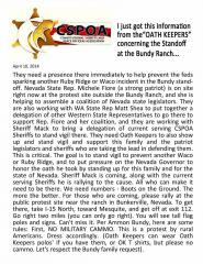 Constitutional Sheriffs and Peace Officer Association Notice Regarding Oathkeepers Call To Bundy Ranch