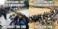The difference between exercising the 1st amendment with or without the 2nd am