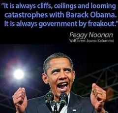 Barack Obama Government by freak out Peggy Noonan