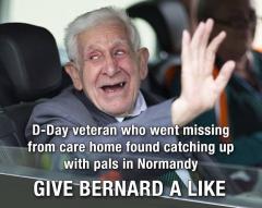 D Day Veteran Missing From Care Home Found With Pals In Normandy Wave to Bernard