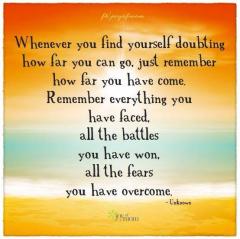 When you find yourself doubting how far you can go remember how far you have come