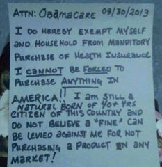 Dear Obama I exempt myself and my family from obamacare
