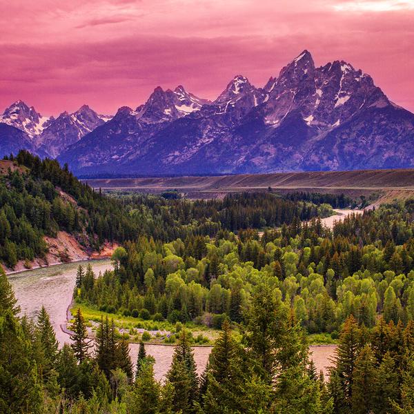 Sunset over the Grand Tetons in Wyoming