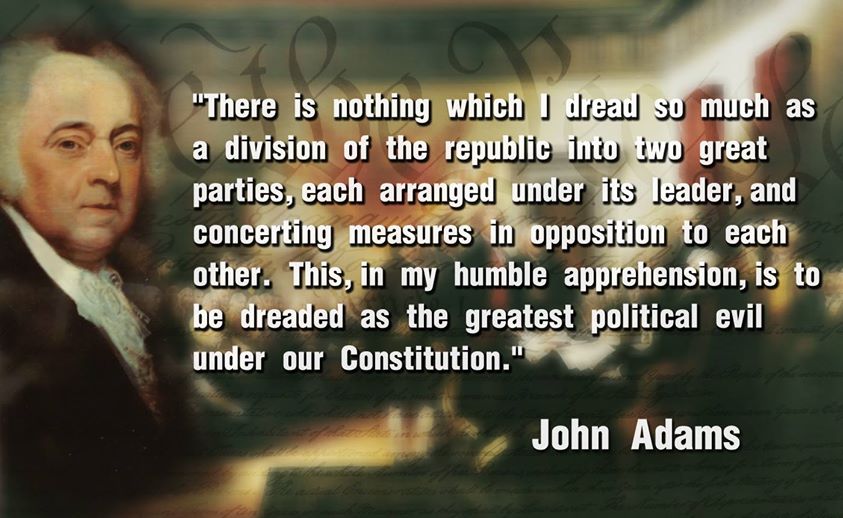 John Adams quote about dividing the republic into two parties Democrat and Republican
