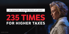 Senator Hillary Clinton voted at least 235 times for higher taxes