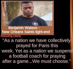 Benjamin Watson quote about prayer and coach Kennedy
