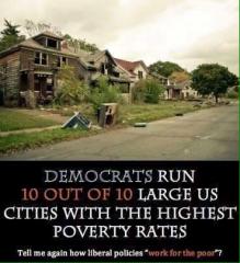 Democrats run 10 out of 10 large cities with the highest poverty rates Liberal policies do not help the poor