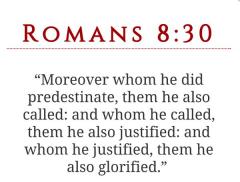 Romans 8-30 Those Whom he did predestinate he called, justified and glorified