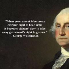 When government takes away right to bear arms it is citizens duty to take away governments right to govern George Washington quote