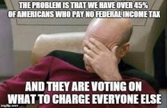 45 percent pay no income tax and vote on what to charge everyone else