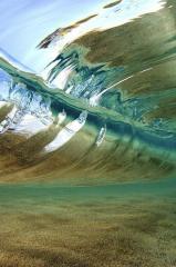 An underwater picture of a wave