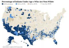Percent of infants under age 1 who are not white in the USA