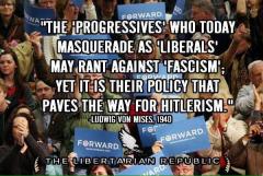 Progressives masquerading as liberals pave the way for Hitlerism Ludwig Von Mises quote 1940