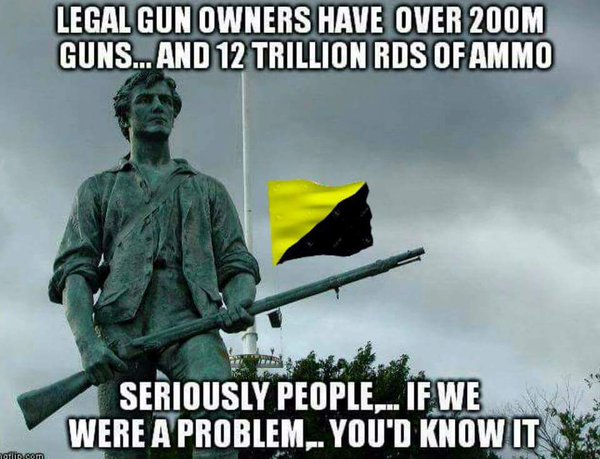 Legal gun owners have over 200 Million Guns and 12 trillion rounds of ammo