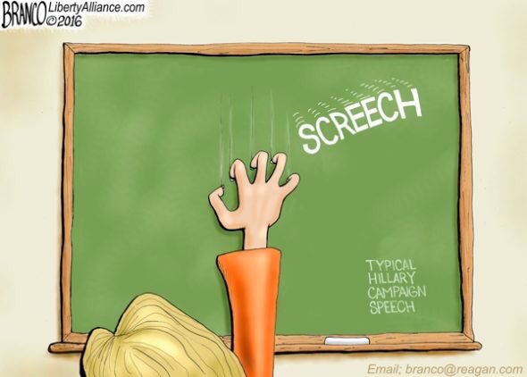 Clintons voice sounds like fingernails on a chalk board