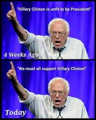 Bernie SAnders 4 weeks ago vs today on Hillary Clinton