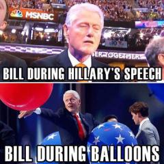 Bill Clinton and the Philidelphia DNC watching Hillary playing with Baloons