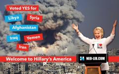 hillary loves to vote yes for war