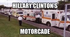 Hillary Clintons motorcade of ambulances