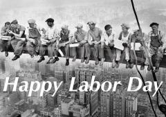Happy Labor Day Men on a Beam