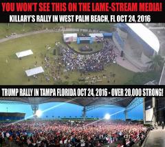 Hillary Rally VS Trump Rally Tampa Oct 24 2016