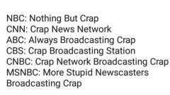 What the Channel Letters Stand For NBC Nothing but Crap CNN Crap News Network