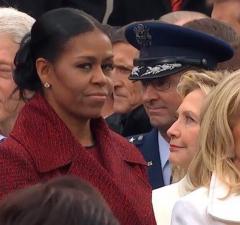 Michelle Obama and Hillary Clinton crowd shot at Trump inauguration