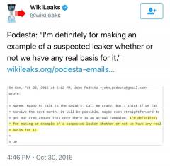 Wikileaks Podesta Make an example of suspected leaker WHO KILLED SETH RICH